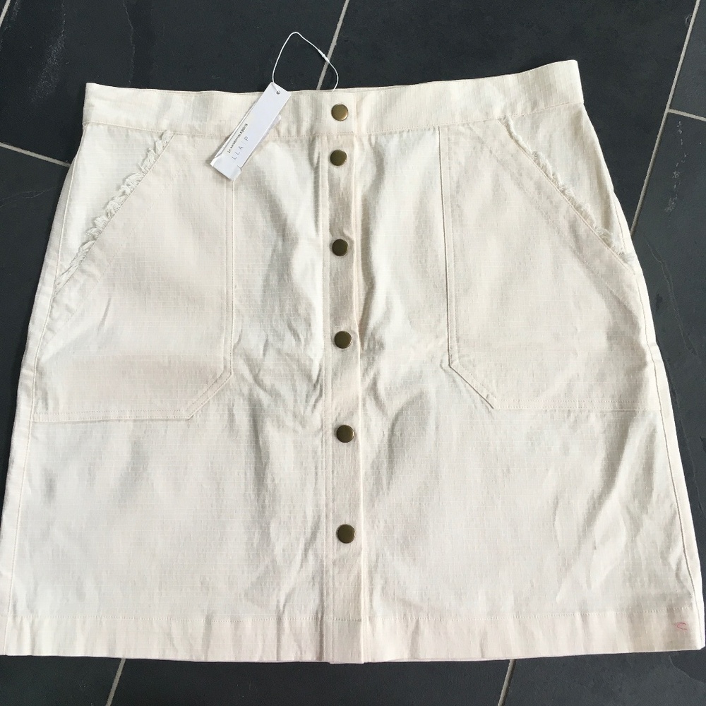 Cream Button Front Mini Skirt